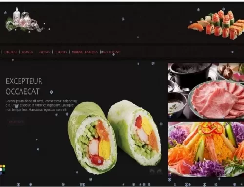 Dark themed specialty restaurant theme specially suitable for sushi houses but is good for all exotic restaurant